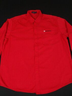 VINTAGE RAIDO SHACK EMPLOYEE RED SHIRT LARGE LONG SLEEVE BUTTON UP SHIRT L624